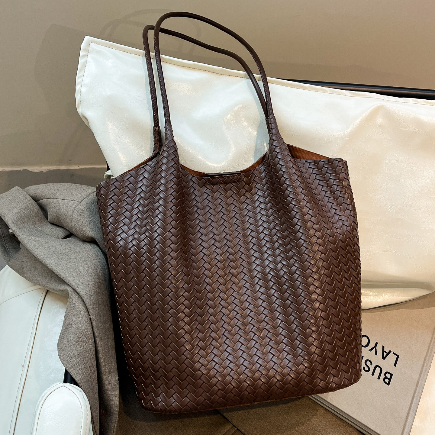 美拉德复古包包大容量高级感编织托特包女休闲日常慵懒松弛单肩包