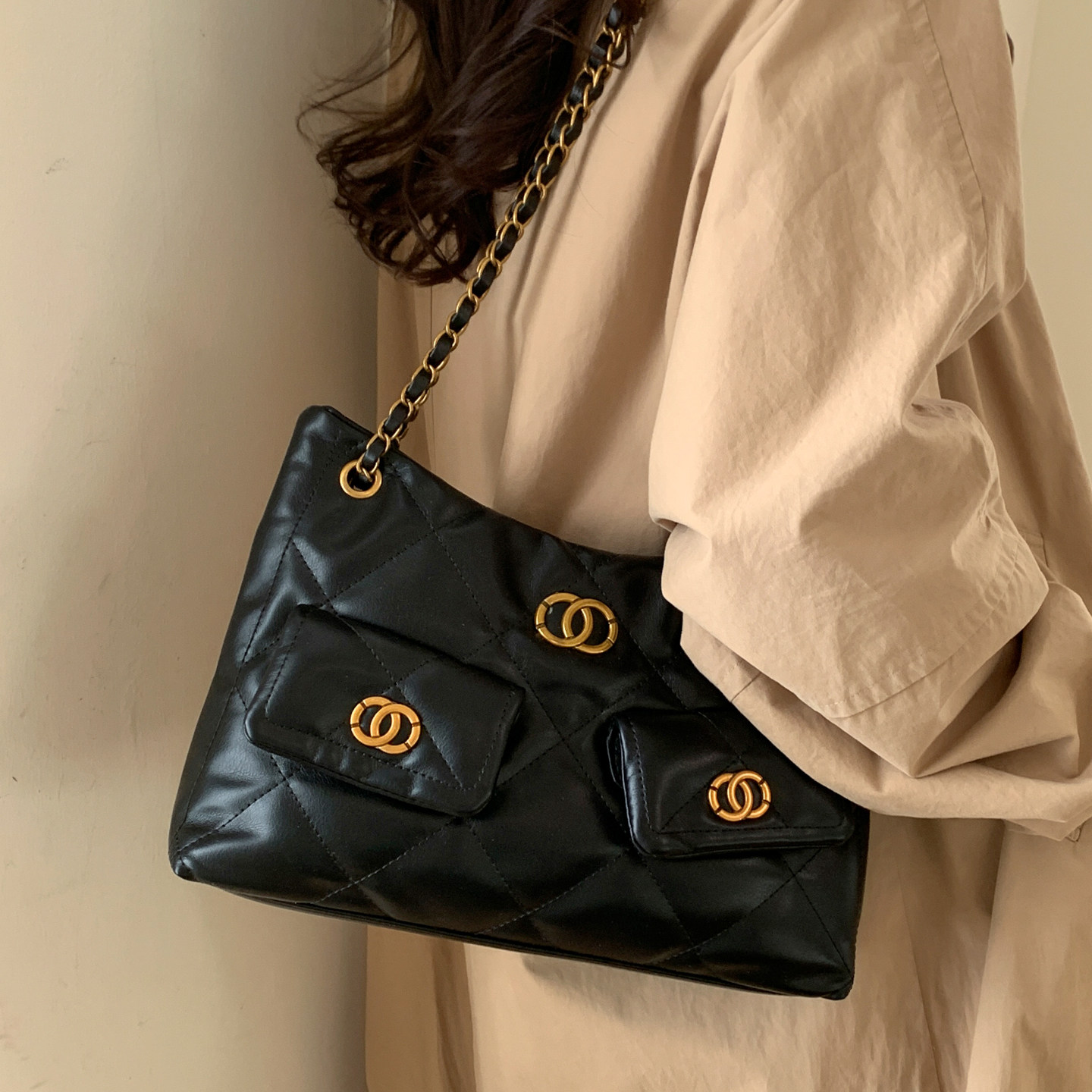 小香风菱格链条托特包女轻奢单肩腋下斜挎包大容量通勤复古hobo包,箱包皮具/热销女包/男包,托特包,淘宝优惠券,粉丝福利购,淘宝优惠卷