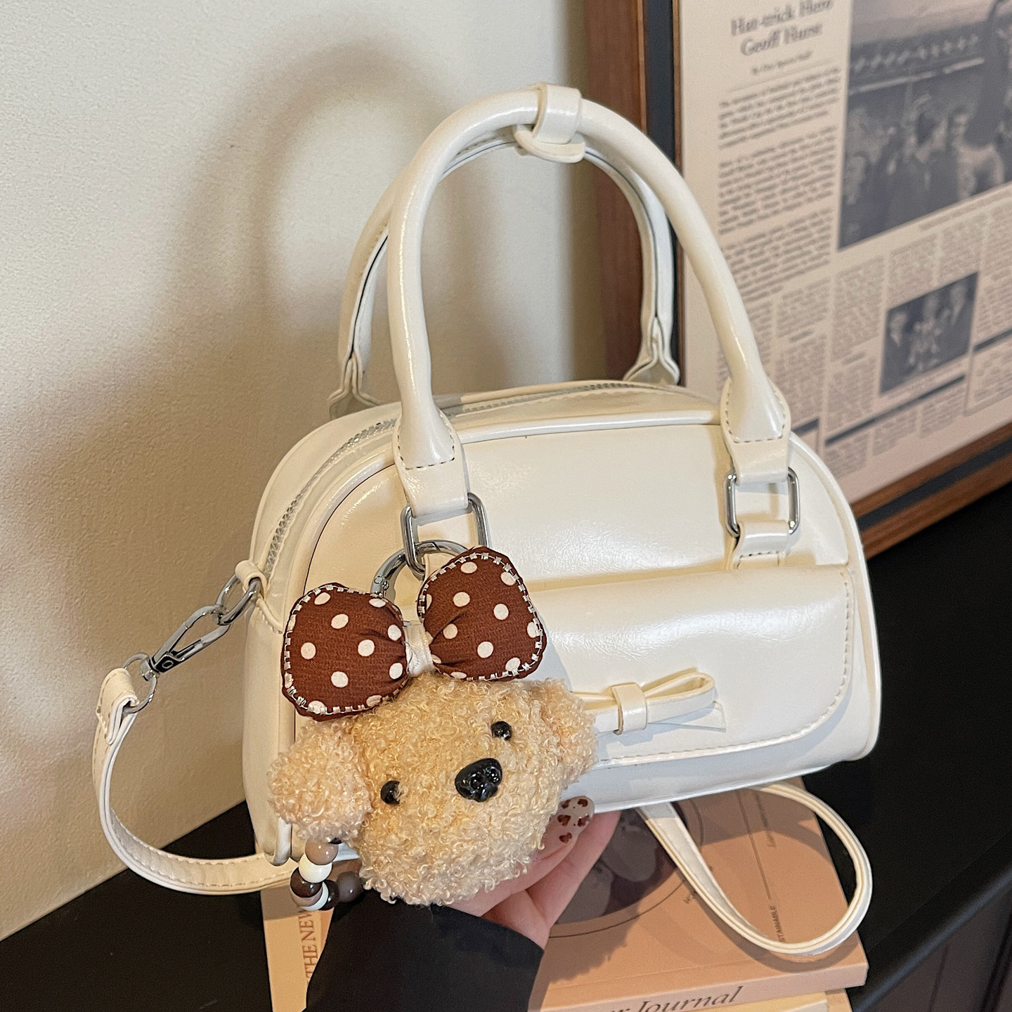 韩版小包包女士保龄球包简约小众通勤蝴蝶结高级感手提单肩斜挎包