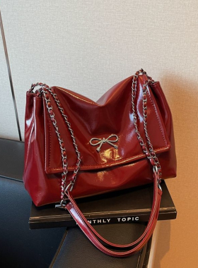 包包大容量2026新款链条高级感红色婚包单肩腋下包休闲通勤托特包
