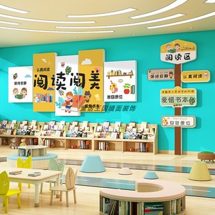 饰幼儿园环创主题墙贴成品图书角文化 儿童阅读区布置绘本馆墙面装