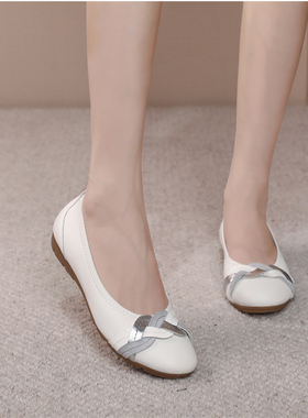 正品真皮德国Golbor女鞋2025新款圆头气垫休闲舒适平底单鞋44.160