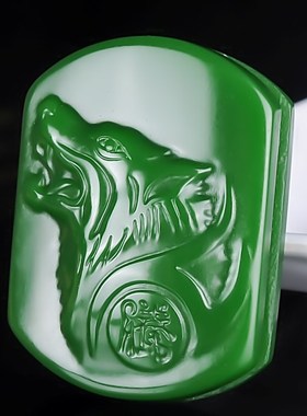 天然和田玉碧玉狼头皮带扣腰带扣