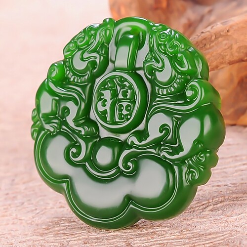 天然和田玉碧玉招财元宝貔貅吊坠