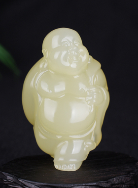 和田玉青白玉籽料佛公玉佛小摆件