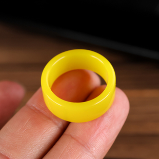 天然和田玉黄玉戒指指环男女款黄龙玉玉石戒指扳指新疆玉器