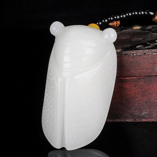 天然新疆和田玉一鸣惊人玉蝉手把件羊脂白玉知了腰缠万贯腰佩挂件