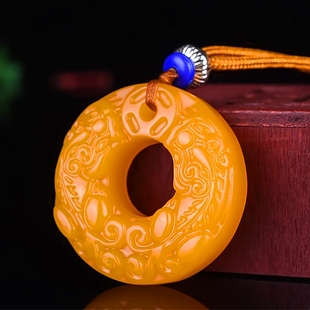 天然和田玉黄玉貔貅平安扣吊坠男女情侣款招财神兽玉石挂件毛衣链