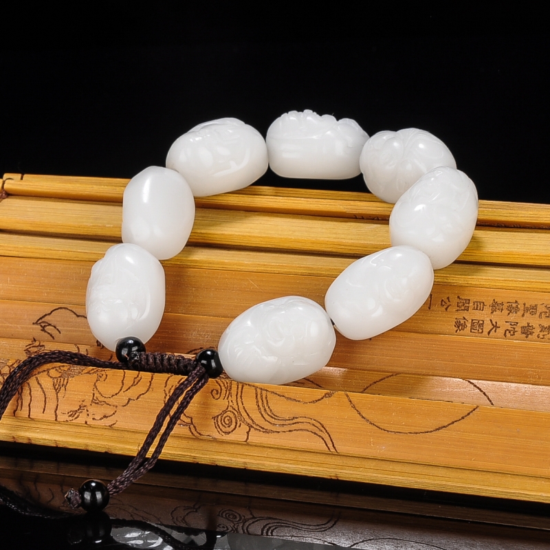 新疆和田白玉八仙手链天然