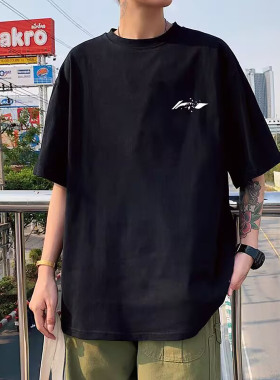 短袖男ins潮牌黑色港风男士t恤夏季大码上衣服2021新款潮男半袖