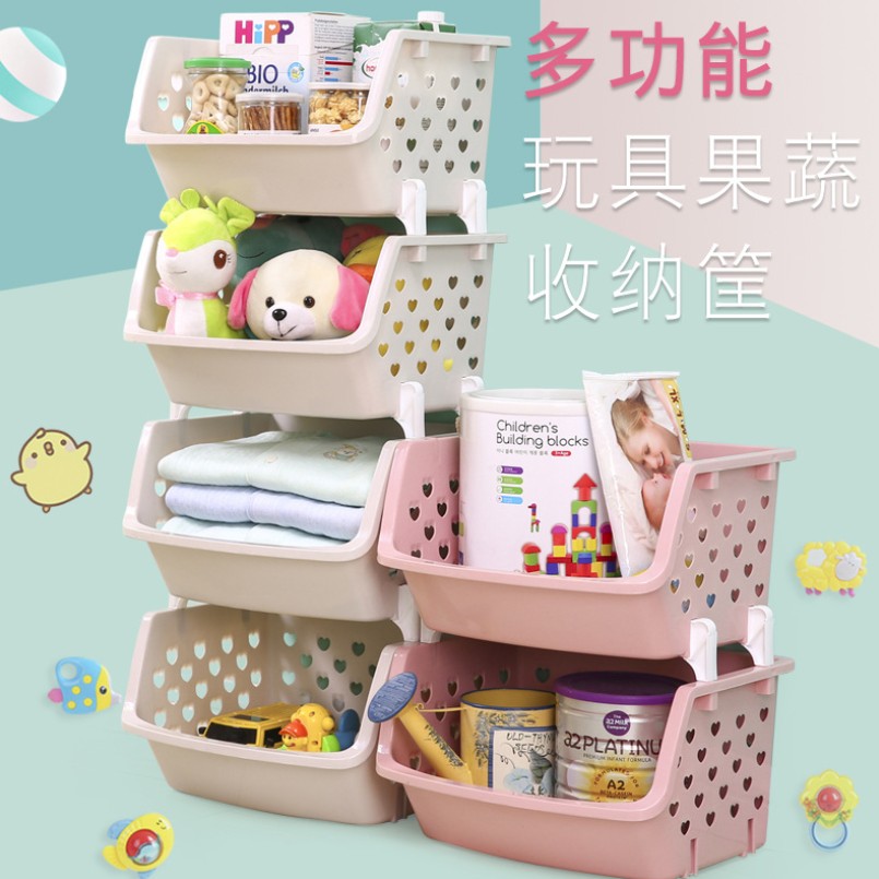 厨房置物架可叠加水果蔬菜收纳筐菜篮子移动收纳篮塑料杂物筐多层