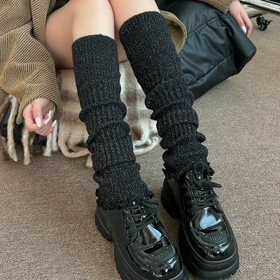 袜子女银丝竖条显瘦韩保暖版袜套