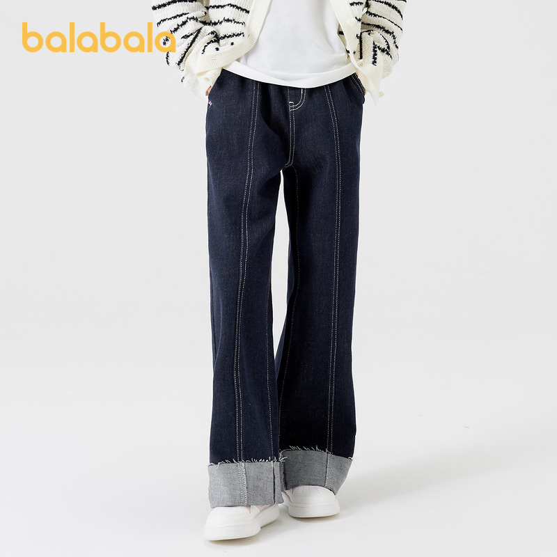巴拉巴拉牛仔裤女童直筒长裤秋