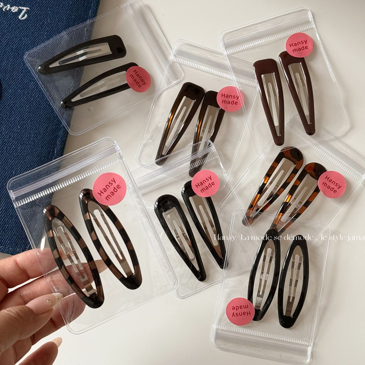 2个装时尚气质豹纹滴油水滴BB夹刘海夹新款可爱少女椭圆发夹边夹