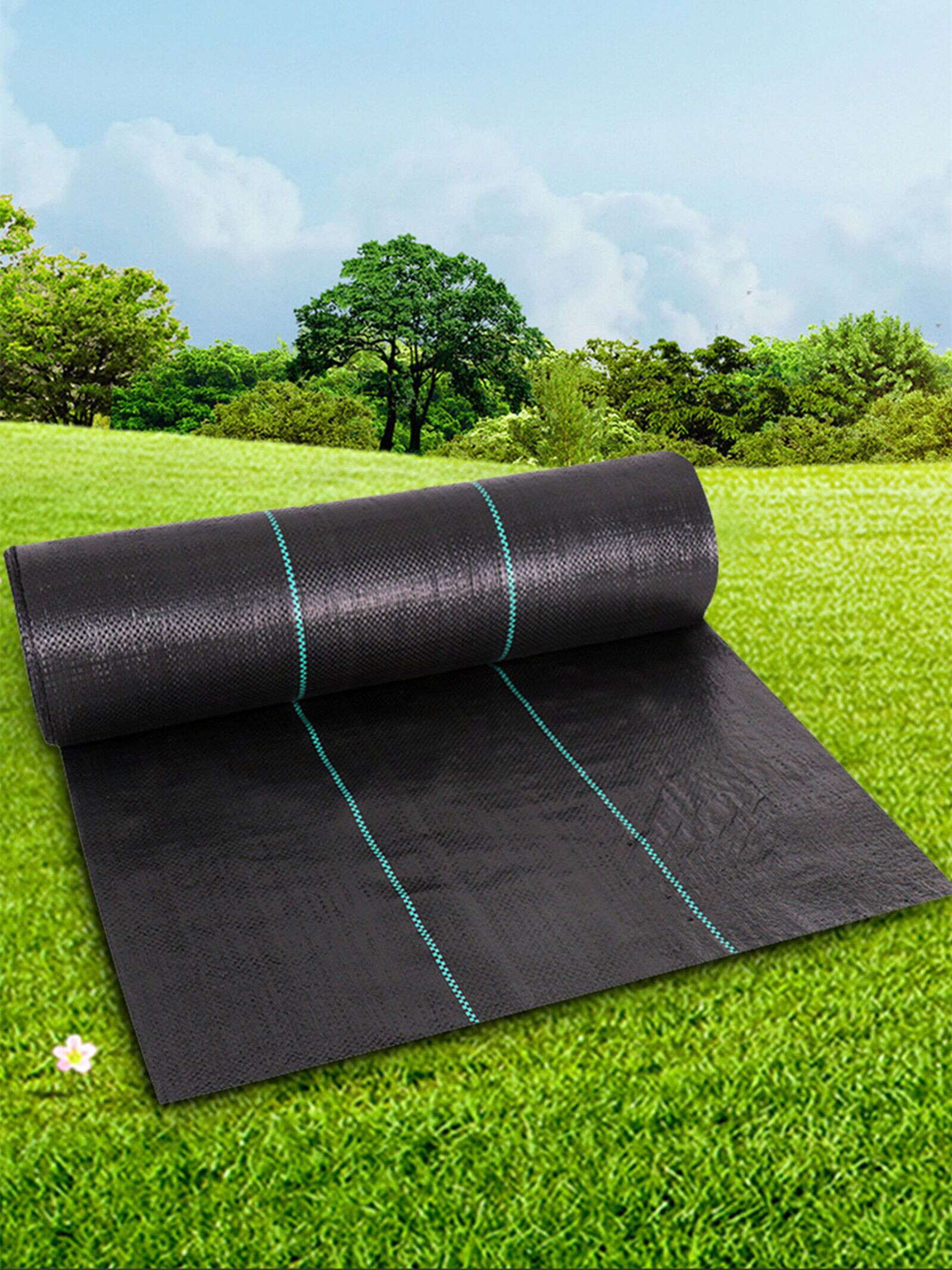 黑绿色防草布除草布农用果园树苗加厚地膜打孔切片遮盖草地布厂家
