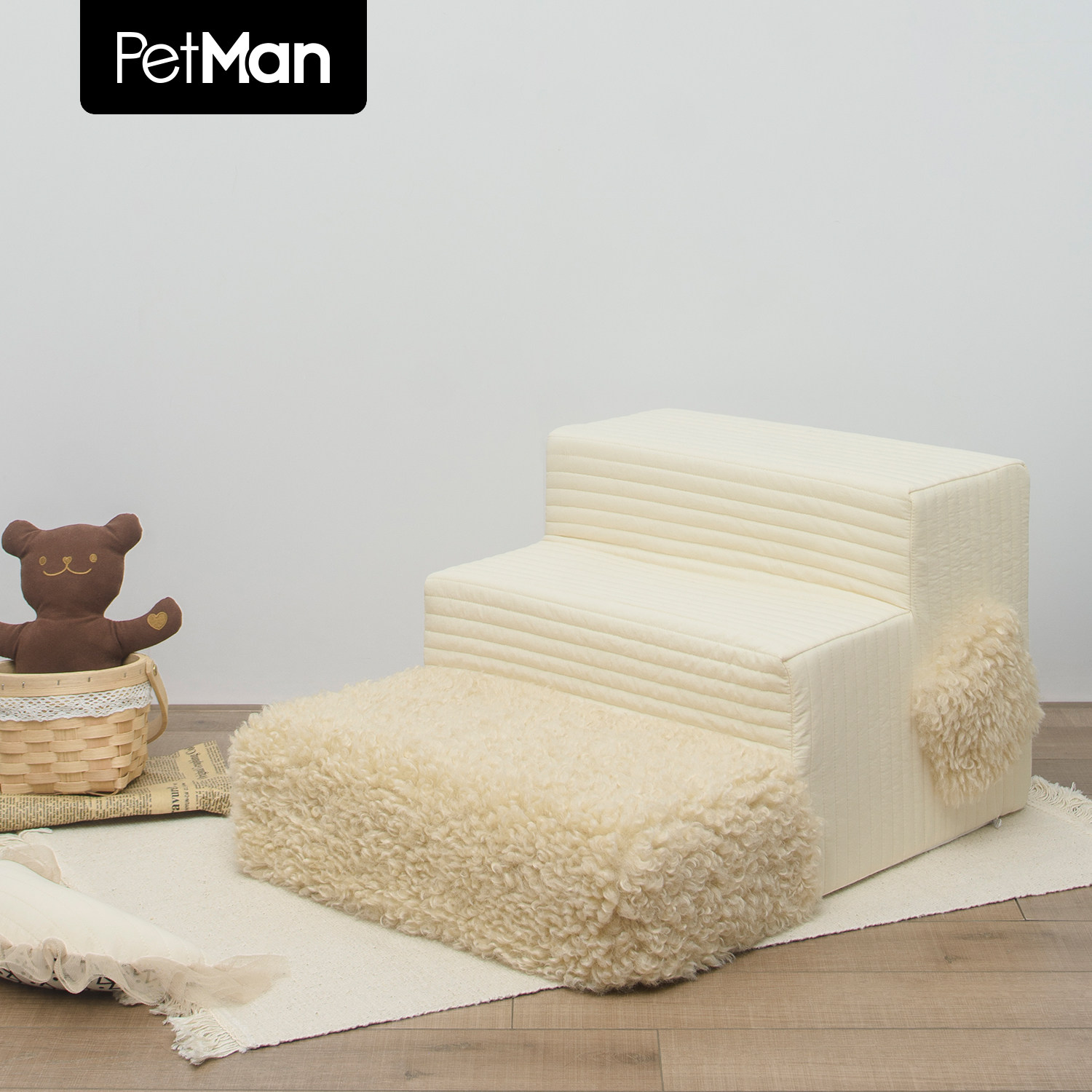 PetMan元气熊熊楼梯泰迪中小型上下床保护老龄生病犬可拆洗爬梯