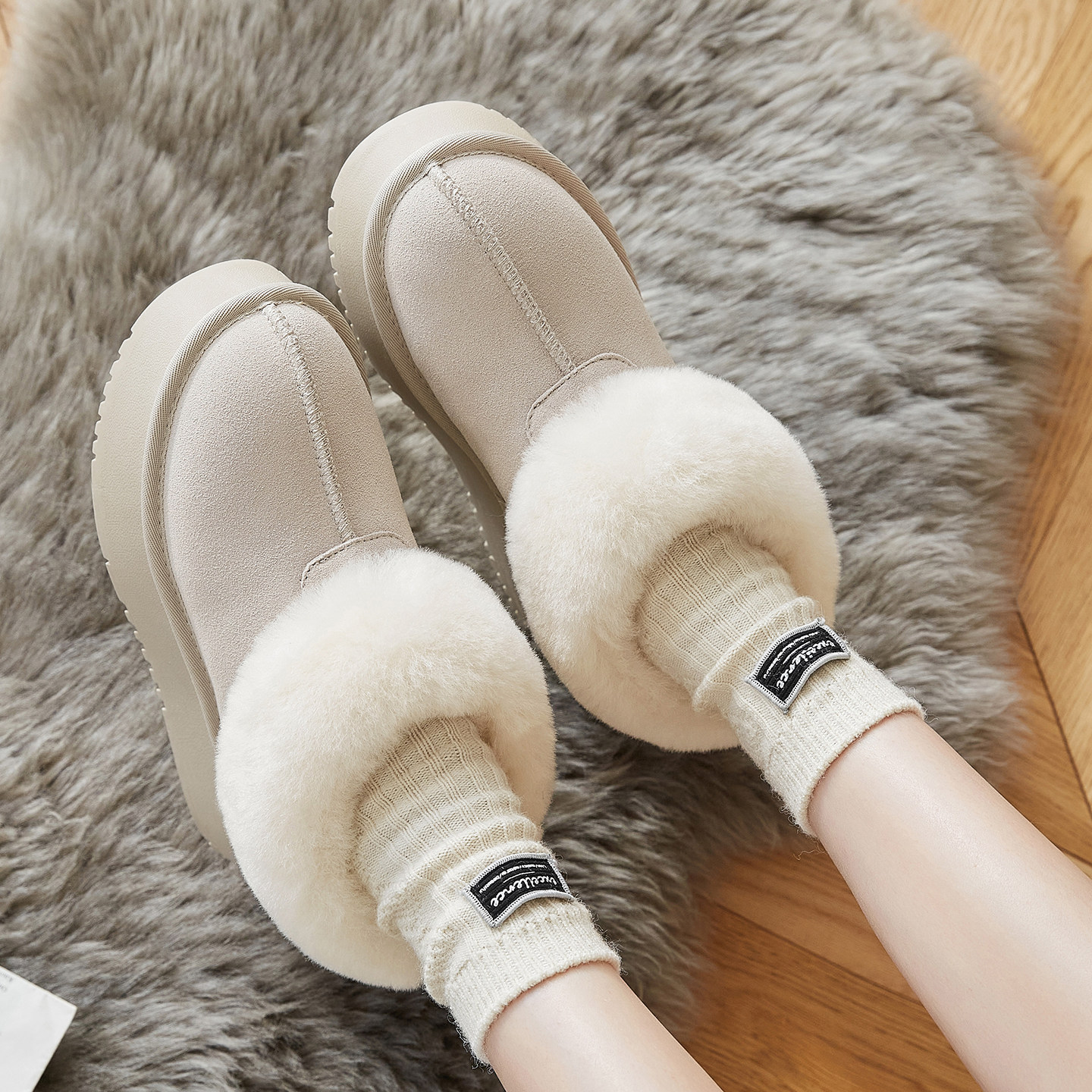 厚底内增高雪地靴女2025新款冬季加绒加厚短筒靴子保暖毛毛鞋棉鞋