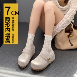 外穿勃肯一脚蹬半拖 休闲时尚 7CM厚底内增高包头拖女2026夏季 新款