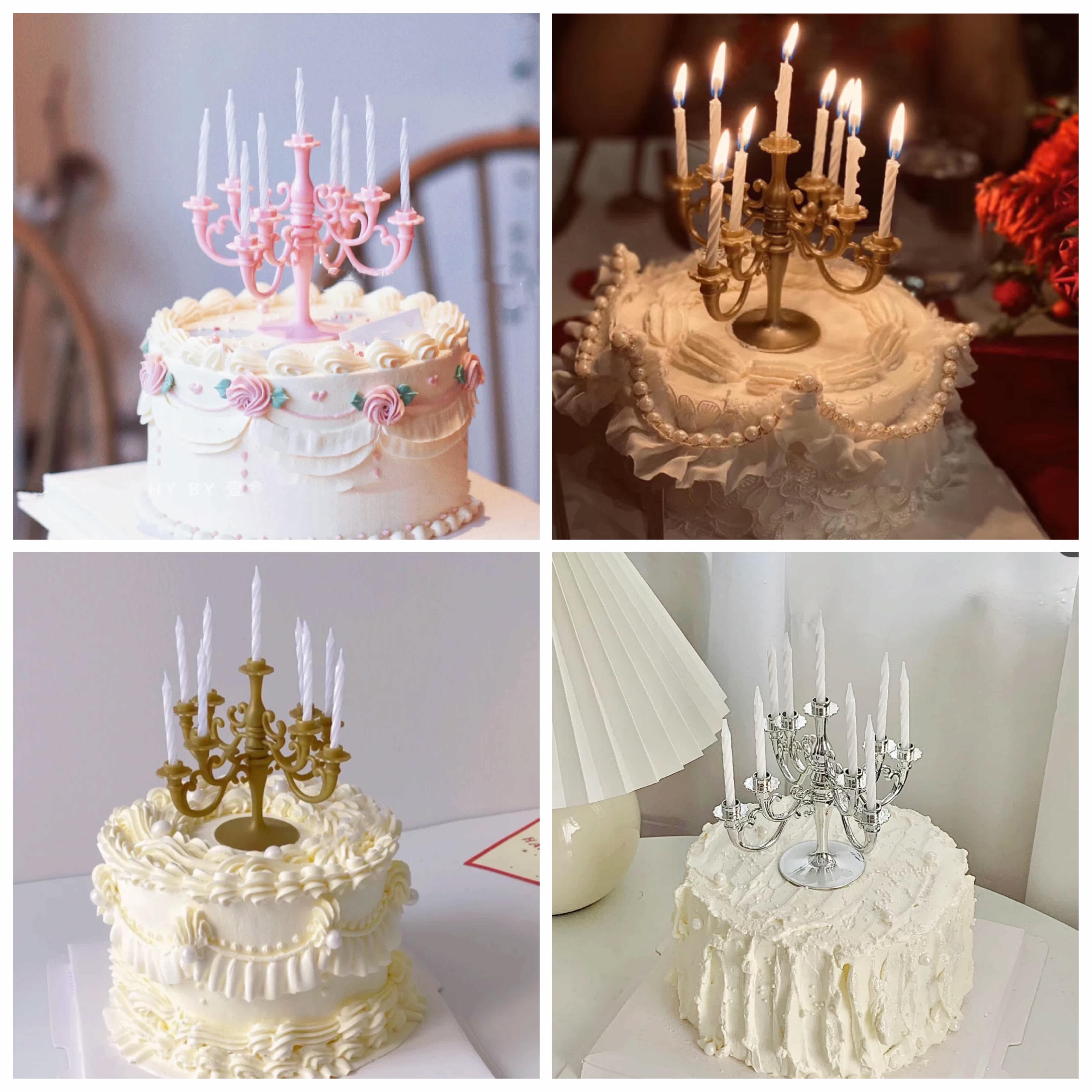 复古烛台蛋糕装饰生日蜡烛摆件浪漫轻奢欧式宫廷风仙女烘焙配件