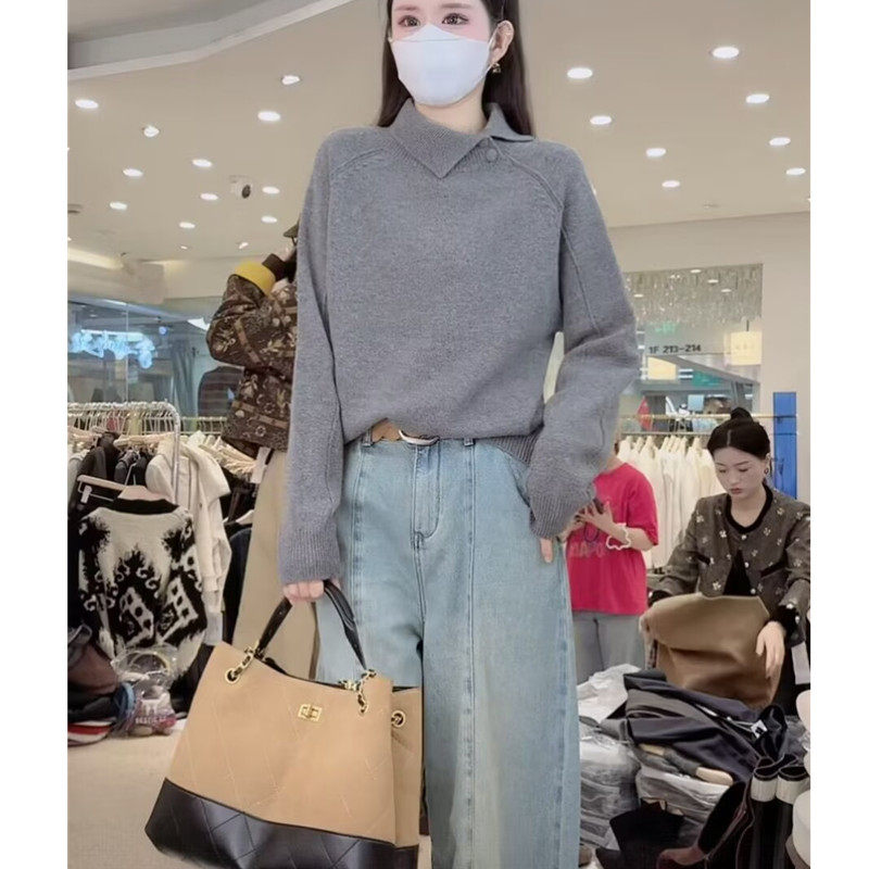 纯色减龄洋气毛衣针织打底衫