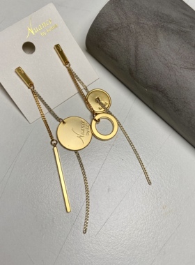 韩国进口Nuance小众设计金币流苏高级气质百搭耳环女显脸瘦耳饰