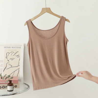 莫代尔无袖T背心女内搭外穿打底衫薄款宽松大码无龄感极简风上衣