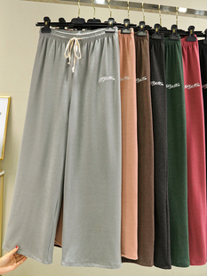 磨毛加厚家居裤 秋冬德绒阔腿裤 休闲裤 百搭大码 女高腰宽松直筒长裤