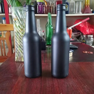 成箱出售新款330毫升蒙砂黑玻璃瓶啤酒瓶空瓶饮料瓶汽水瓶红酒瓶