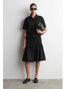 原女装 标准版型肌理A字半身裙黑色短裙2026春季新品1329293001