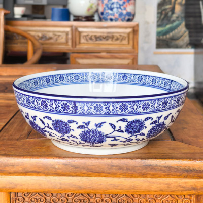 高温青花瓷大碗陶瓷大碗酸菜鱼水煮鱼盆家用汤盆米线大碗大码汤碗