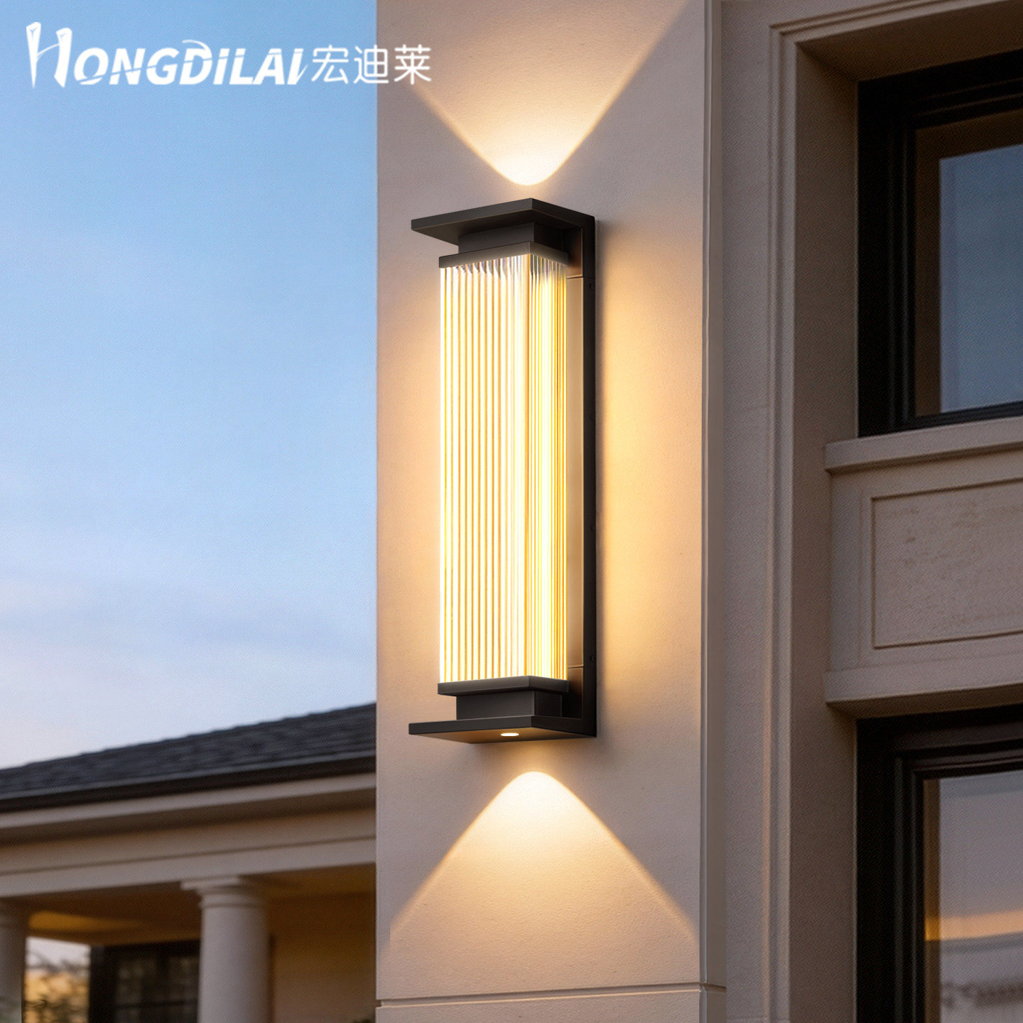 太阳能户外防水壁灯别墅庭院入户大门口柱子灯长条射灯室外墙壁灯