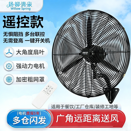 杨柳清泉遥控摇头强劲壁扇