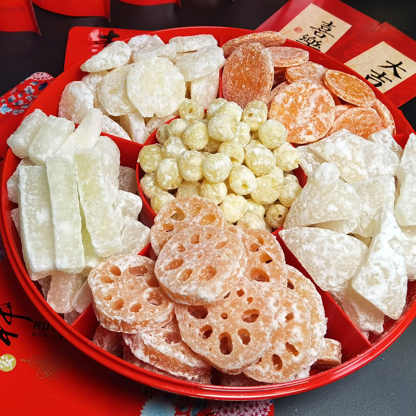 冬瓜糖莲子莲藕片马蹄组合广东正宗老式年货结婚喜糖果蜜饯零食条