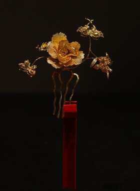 ETE新款金色系明制婚礼新娘古风金色簪花发钗11718