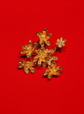 ETE新款高定中式复古金色小花单只发钗11734