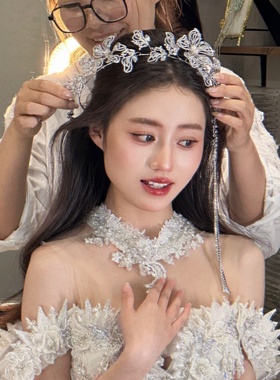 ET正品新款新娘婚纱头饰流苏合金小众发带发饰17708气质个性造型