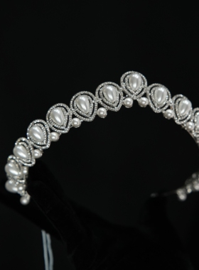 ETE珍珠发箍式满钻银色皇冠韩式婚纱礼服配饰18123
