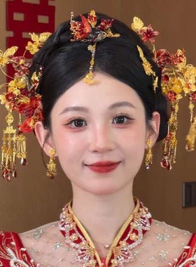 ETE正品新款新娘金红色古典百搭龙凤褂秀禾服饰发簪步摇13459