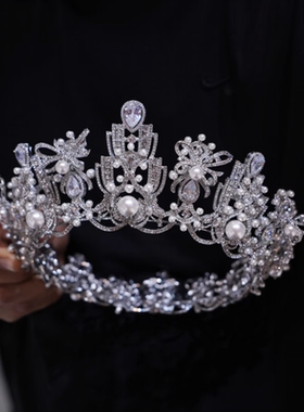 ETE正品新款新娘结婚皇冠发饰合金水钻珍珠韩系公主发冠17523