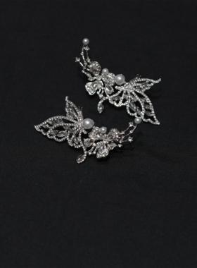 新款气质新娘晚礼服水钻合金精致蝴蝶耳骨夹百搭耳饰06671