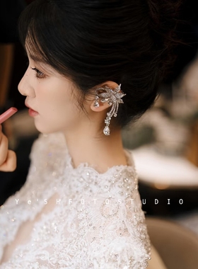 ETE新娘结婚重工轻奢耳饰耳骨夹合金超闪耳夹新品跟妆配饰18048