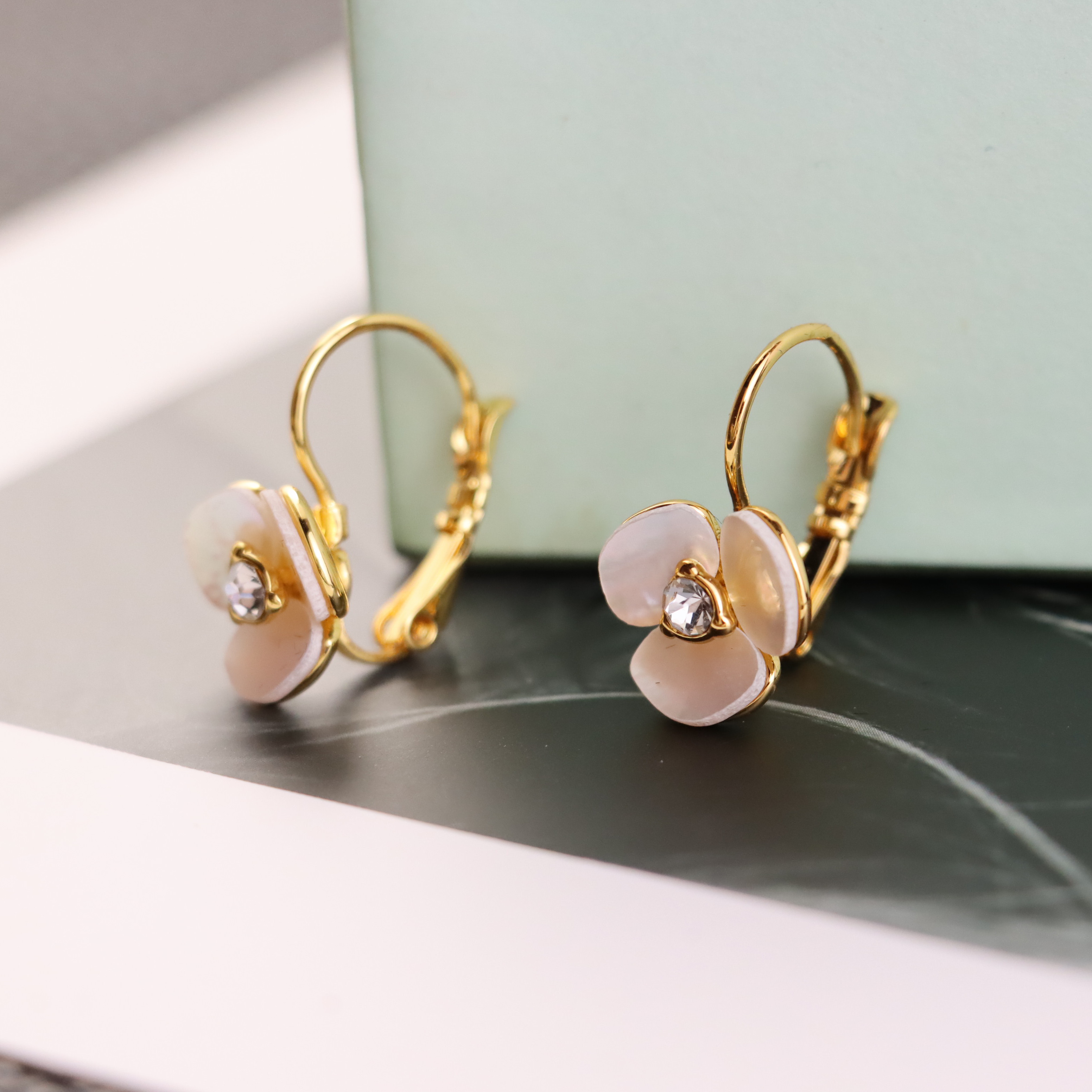 ks小清新三瓣花耳环项链