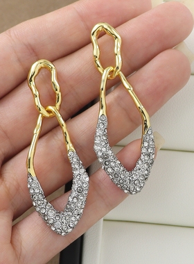 复古小众重工设计异性扭结麻花耳环AB款鬼才宝石镶嵌耳饰高级轻奢