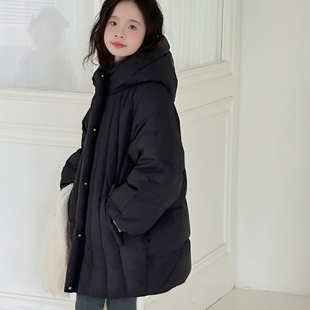 童装女童羽绒服冬2025新款小个子女装连帽长外套90白鸭绒加厚上衣
