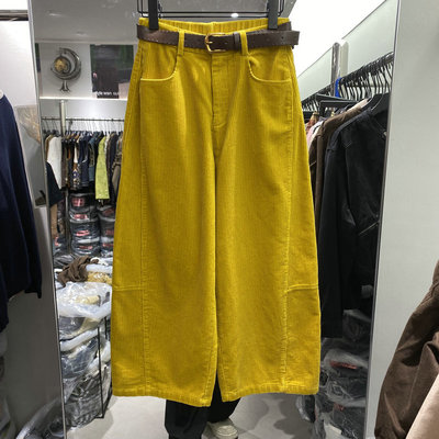 欧洲站2025秋季新款高腰配腰带灯芯绒显瘦百搭直筒休闲裤女 25151