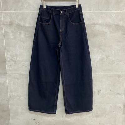 欧洲站2025冬季女装高腰明线水洗绵羊毛香蕉裤宽松加绒牛仔裤9237