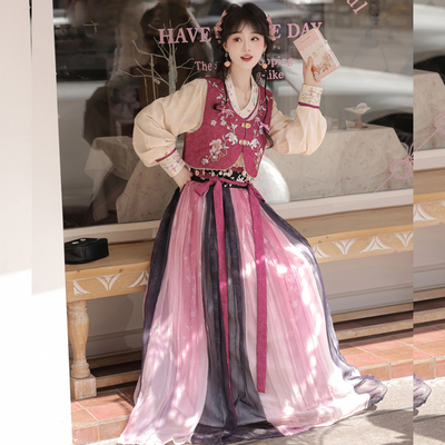 夏季新款马甲日常少女汉服