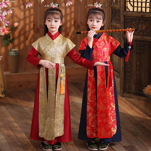 儿童汉服女唐装中国风演出服加厚宝宝冬装超仙古装新款侠客国学服