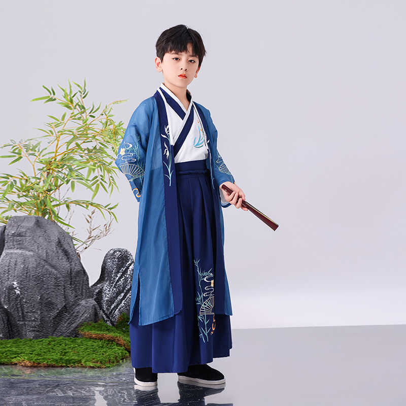 2024新款儿童汉服男春季演出服古装新中式唐装学生套装中国风女童