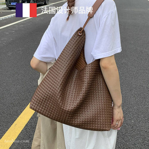 法国MK NB专柜正品 复古编织纹女包2026款大容量单肩包通勤托特包